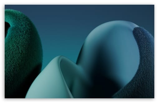 Windows 11 Fluffy Teal Abstract Shapes Dark UltraHD Wallpaper for UHD 16:9 ; HD 16:9 ; UltraWide 21:9 24:10 32:9 32:10 ; Widescreen 16:10 ; Dual 16:10 16:9 ;