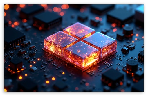 Windows 11 Glowing Glass Logo UltraHD Wallpaper for Widescreen 16:10 ;