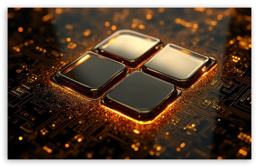 Windows 11 Gold Logo UltraHD Wallpaper for Widescreen 16:10 ;
