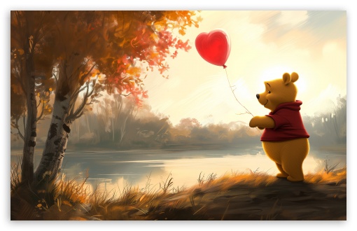 Winnie the Pooh Red Balloon UltraHD Wallpaper for UHD 16:9 ; HD 16:9 ; UltraWide 21:9 24:10 ; Widescreen 16:10 5:3 ; Fullscreen 4:3 5:4 3:2 ; Tablet 1:1 ; Mobile 9:16 10:16 2:3 3:5 3:4 ; Dual 5:4 ;