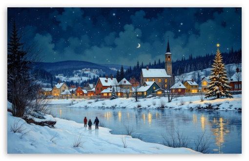 Winter, A Classic Village Landscape Painting UltraHD Wallpaper for UHD 16:9 ; HD 16:9 ; UltraWide 21:9 24:10 32:9 32:10 ; Widescreen 16:10 5:3 ; Fullscreen 4:3 5:4 3:2 ; Tablet 1:1 ; Mobile 9:16 9:19.5 9:20 9:21 9:22 10:16 2:3 3:5 3:4 ; Dual 16:10 5:3 16:9 4:3 5:4 3:2 ;