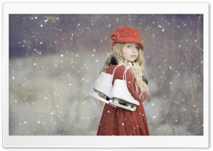 Winter, Cute Child, Ice Skating Ultra HD Wallpaper for 4K UHD Widescreen desktop, tablet & smartphone