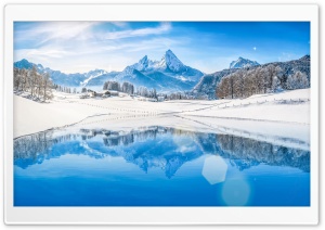 Winter, Mountain Lake Ultra HD Wallpaper for 4K UHD Widescreen desktop, tablet & smartphone