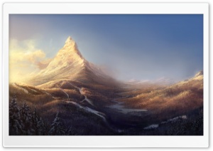 Winter Mountain Painting Ultra HD Wallpaper for 4K UHD Widescreen desktop, tablet & smartphone