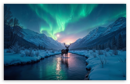 Winter, Mountains, Stream, and Wildlife UltraHD Wallpaper for UHD 16:9 ; HD 16:9 ; UltraWide 21:9 24:10 32:9 32:10 ; Widescreen 16:10 5:3 ; Fullscreen 4:3 5:4 3:2 ; Tablet 1:1 ; Mobile 9:16 9:19.5 9:20 9:21 9:22 10:16 2:3 3:5 3:4 ; Dual 16:10 5:3 16:9 4:3 5:4 3:2 ;