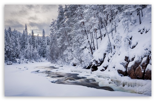 Winter, Oulanka River Gorge, Finland UltraHD Wallpaper for UHD 16:9 ; HD 16:9 ; UltraWide 21:9 24:10 ; Widescreen 16:10 5:3 ; Fullscreen 4:3 5:4 3:2 ;