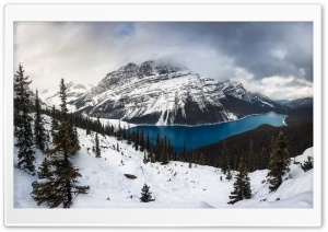 Winter Panorama Over the Blue Lake 4K UHD Wallpaper for Widescreen and UltraWide Desktop, UltraHD TV, Smartphone, Tablet