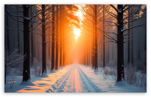 Winter Sunset Glow Digital Art UltraHD Wallpaper for UHD 16:9 ; HD 16:9 ; UltraWide 21:9 24:10 ; Widescreen 16:10 5:3 ; Fullscreen 4:3 5:4 3:2 ; Tablet 1:1 ; Mobile 9:16 9:19.5 9:20 9:21 9:22 10:16 2:3 3:5 3:4 ;