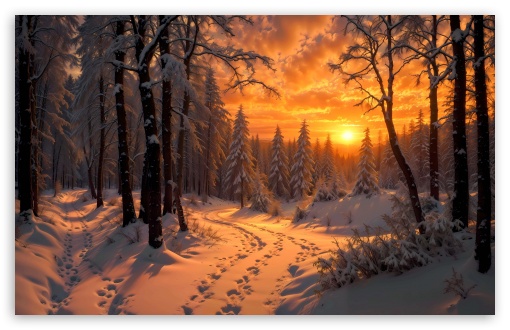 Winter Sunset Landscape, Snowy Forest Trees UltraHD Wallpaper for UHD 16:9 ; HD 16:9 ; UltraWide 21:9 24:10 32:9 32:10 ; Widescreen 16:10 5:3 ; Fullscreen 4:3 5:4 3:2 ; Tablet 1:1 ; Mobile 9:16 9:19.5 9:20 9:21 9:22 10:16 2:3 3:5 3:4 ; Dual 16:10 5:3 16:9 4:3 5:4 3:2 ;