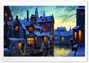 Winter, town Ultra HD Wallpaper for 4K UHD Widescreen desktop, tablet & smartphone