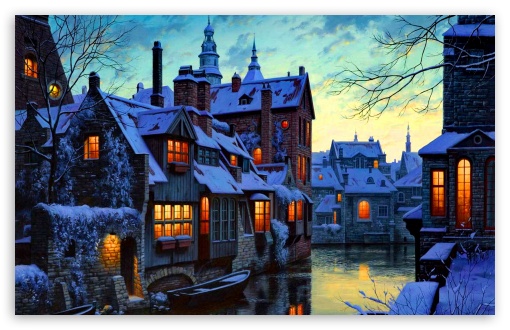 Winter, town UltraHD Wallpaper for Wide 16:10 Widescreen WHXGA WQXGA WUXGA WXGA ;
