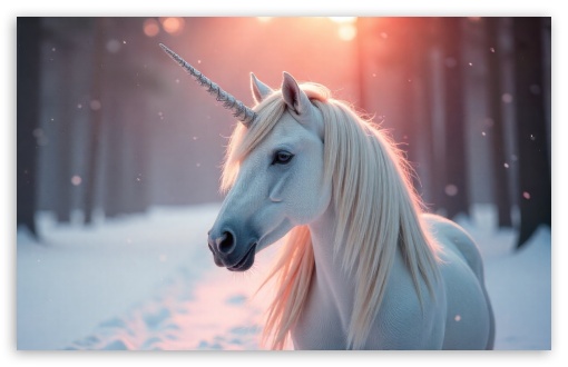 Winter Unicorn UltraHD Wallpaper for UHD 16:9 ; HD 16:9 ; UltraWide 21:9 24:10 ; Widescreen 16:10 5:3 ; Fullscreen 4:3 5:4 3:2 ; Tablet 1:1 ;