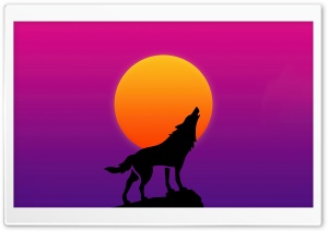 Wolf Howling at the Moon Minimalist Drawing Ultra HD Wallpaper for 4K UHD Widescreen Desktop, Lockscreen, Screensaver, TV, Tablet, Smartphone