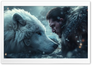 Wolf of Jon Snow Ultra HD Wallpaper for 4K UHD Widescreen Desktop, Lockscreen, Screensaver, TV, Tablet, Smartphone