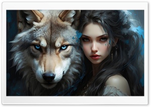 Wolf Woman Ultra HD Wallpaper for 4K UHD Widescreen Desktop, Lockscreen, Screensaver, TV, Tablet, Smartphone