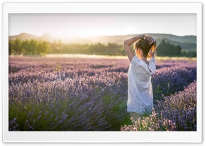 Woman in a Field of Flowers Ultra HD Wallpaper for 4K UHD Widescreen Desktop, Lockscreen, Screensaver, TV, Tablet, Smartphone