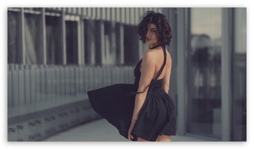 Woman in Black Dress in Wind UltraHD Wallpaper for UHD 16:9 ; HD 16:9 ;