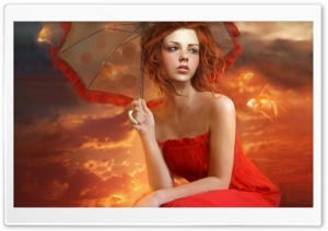 Woman In Red Dress Painting Ultra HD Wallpaper for 4K UHD Widescreen desktop, tablet & smartphone