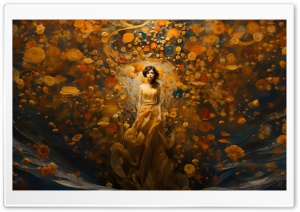 Woman in Yellow Dress Fantasy Artwork Ultra HD Wallpaper for 4K UHD Widescreen desktop, tablet & smartphone