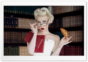 Woman, Library Books Ultra HD Wallpaper for 4K UHD Widescreen desktop, tablet & smartphone
