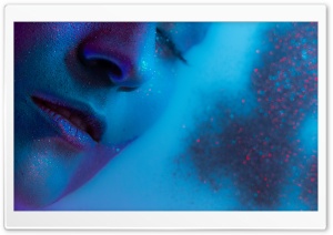 Woman, Milk Bath, Blue Neon Light, Glitter Ultra HD Wallpaper for 4K UHD Widescreen desktop, tablet & smartphone