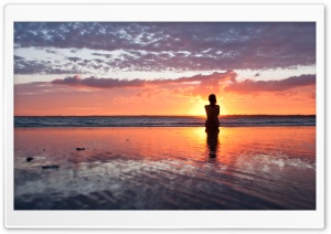 Woman Watching The Sunset Ultra HD Wallpaper for 4K UHD Widescreen desktop, tablet & smartphone