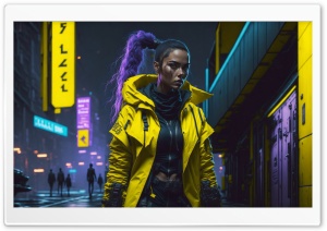 Women Stand on the Street of Cyberpunk Ultra HD Wallpaper for 4K UHD Widescreen desktop, tablet & smartphone