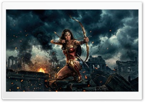 Wonder Woman Shooting with the Bow 4K UHD Wallpaper for Widescreen and UltraWide Desktop, UltraHD TV, Smartphone, Tablet