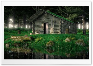 Wood Cabin In The Woods 3D Ultra HD Wallpaper for 4K UHD Widescreen desktop, tablet & smartphone