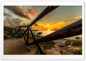 Wooden Fence On The Beach Ultra HD Wallpaper for 4K UHD Widescreen Desktop, Lockscreen, Screensaver, TV, Tablet, Smartphone