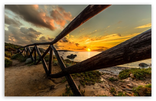 Wooden Fence On The Beach UltraHD Wallpaper for HD 16:9 ; Widescreen 16:10 5:3 ; Fullscreen 4:3 5:4 3:2 ; Tablet 1:1 ; Mobile 3:5 3:4 ;