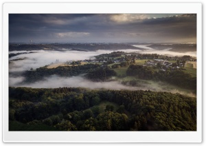 Wupper River Fog Drone Aerial View Photography Ultra HD Wallpaper for 4K UHD Widescreen desktop, tablet & smartphone