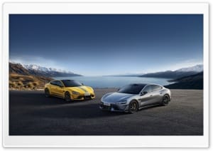 Xiaomi SU7 Ultra Lightning Yellow and Cosmic Silver EV 4K UHD Wallpaper for Widescreen and UltraWide Desktop, UltraHD TV, Smartphone, Tablet