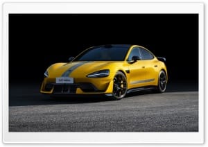 Xiaomi SU7 Ultra Lightning Yellow Electric Car 4K UHD Wallpaper for Widescreen and UltraWide Desktop, UltraHD TV, Smartphone, Tablet