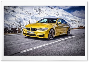 Yellow BMW M4 F82 Car, Mountain Road 4K UHD Wallpaper for Widescreen and UltraWide Desktop, UltraHD TV, Smartphone, Tablet