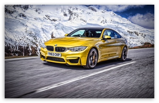 Yellow BMW M4 F82 Car, Mountain Road UltraHD Wallpaper for UHD 16:9 ; HD 16:9 ; UltraWide 21:9 24:10 ; Widescreen 16:10 5:3 ; Fullscreen 4:3 5:4 3:2 ; Tablet 1:1 ;