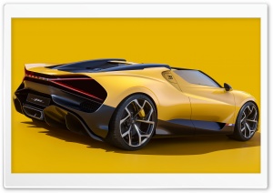 Yellow Bugatti W16 Mistral 2024 Rear SportsCar Ultra HD Wallpaper for 4K UHD Widescreen desktop, tablet & smartphone