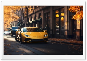 Yellow Lamborghini Autumn Ultra HD Wallpaper for 4K UHD Widescreen desktop, tablet & smartphone