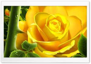 Yellow Rose Illustration Ultra HD Wallpaper for 4K UHD Widescreen desktop, tablet & smartphone