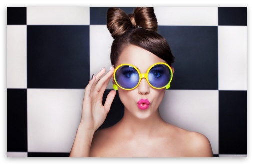 Yellow Sunglasses, Girl UltraHD Wallpaper for Wide 16:10 Widescreen WHXGA WQXGA WUXGA WXGA ;
