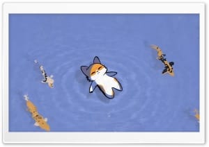 Zen Cat Illustration 4K UHD Wallpaper for Widescreen and UltraWide Desktop, UltraHD TV, Smartphone, Tablet