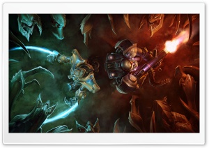 Zerg Ambush vs. Terran And Protoss Ultra HD Wallpaper for 4K UHD Widescreen desktop, tablet & smartphone
