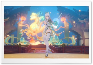 Zibai, Genshin Impact A Traveler on a Winter's Night 4K UHD Wallpaper for Widescreen and UltraWide Desktop, UltraHD TV, Smartphone, Tablet