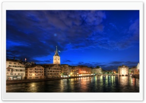 Zurich At Night, HDR Ultra HD Wallpaper for 4K UHD Widescreen desktop, tablet & smartphone
